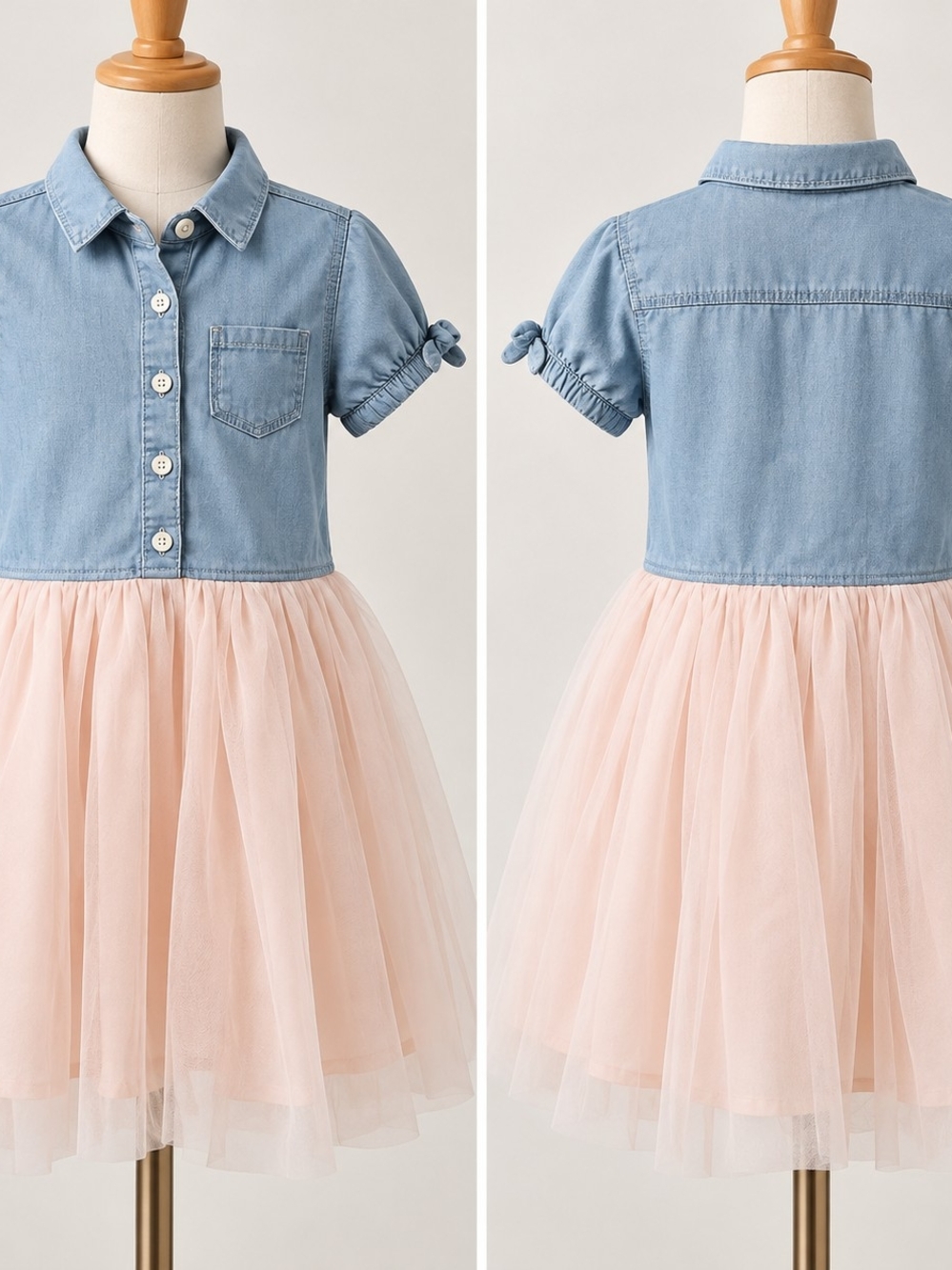 OshKosh B'gosh Girls Chambray & Blush Tulle Dress – Size 5